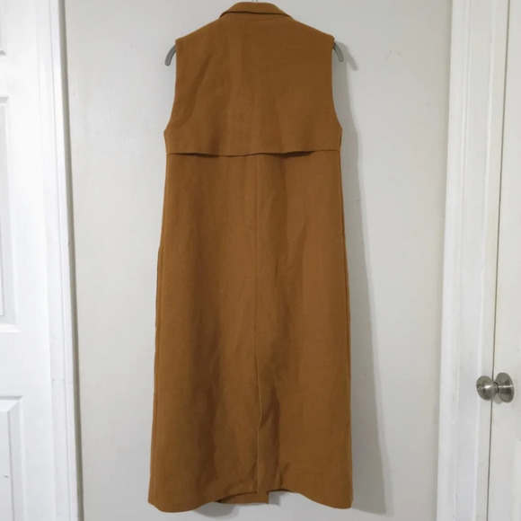 ZARA Trafaluc Sleevesless Wool Blend Double Breasted Long Coat, Tobacco Brown, S - Picture 3 of 13